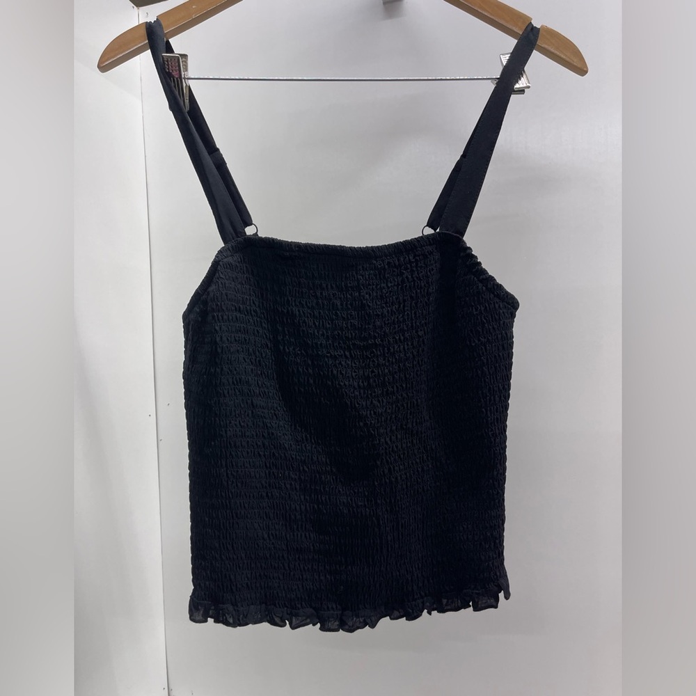 torrid Black Smocked Cropped Cami with Ruffle Hem‎
